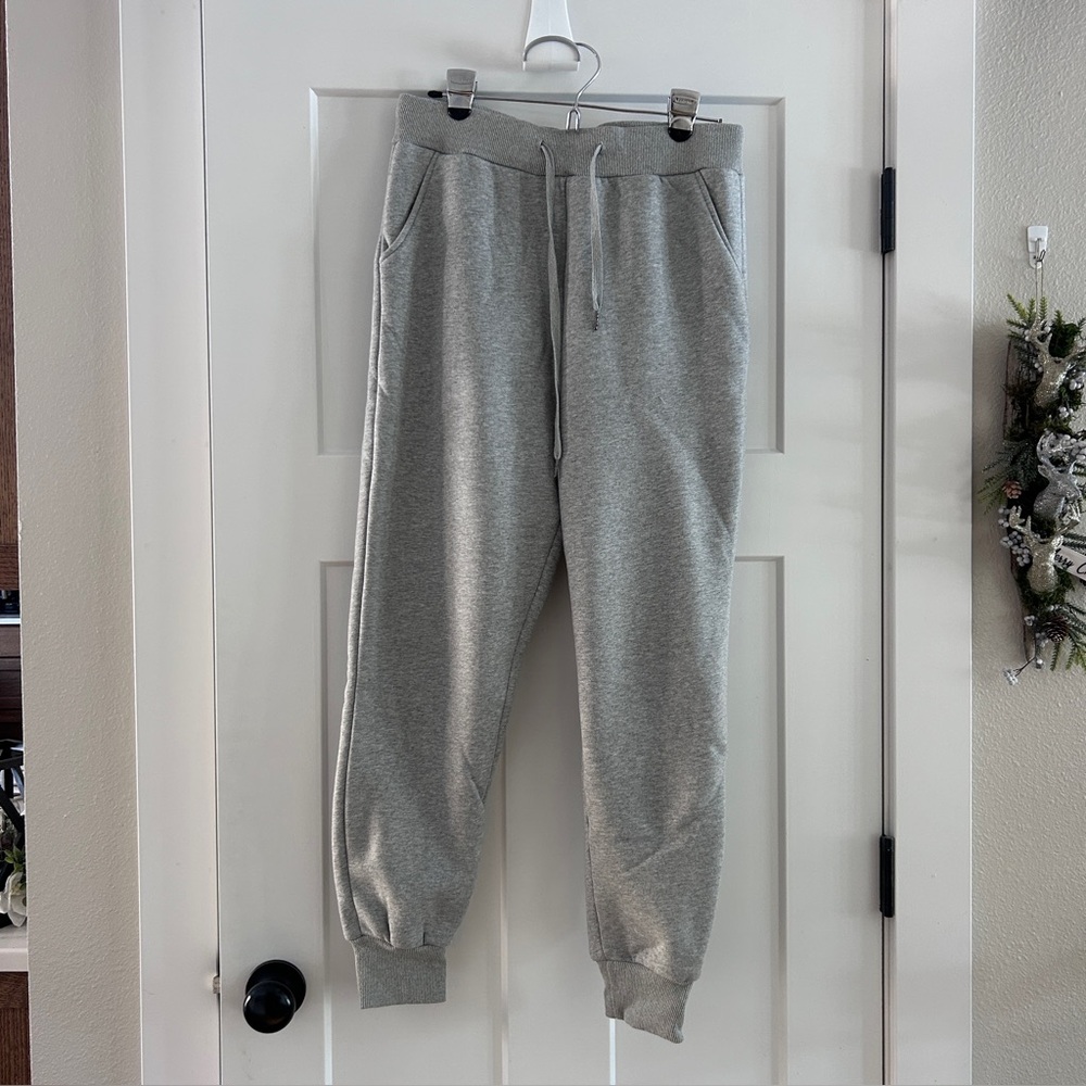 YeoKou Sherpa Lined Cotton Fleece Jogger Sweatpants, Grey, Medium - Picture 7 of 8